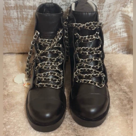 Zara leather chain lace up booties - Picture 2 of 7